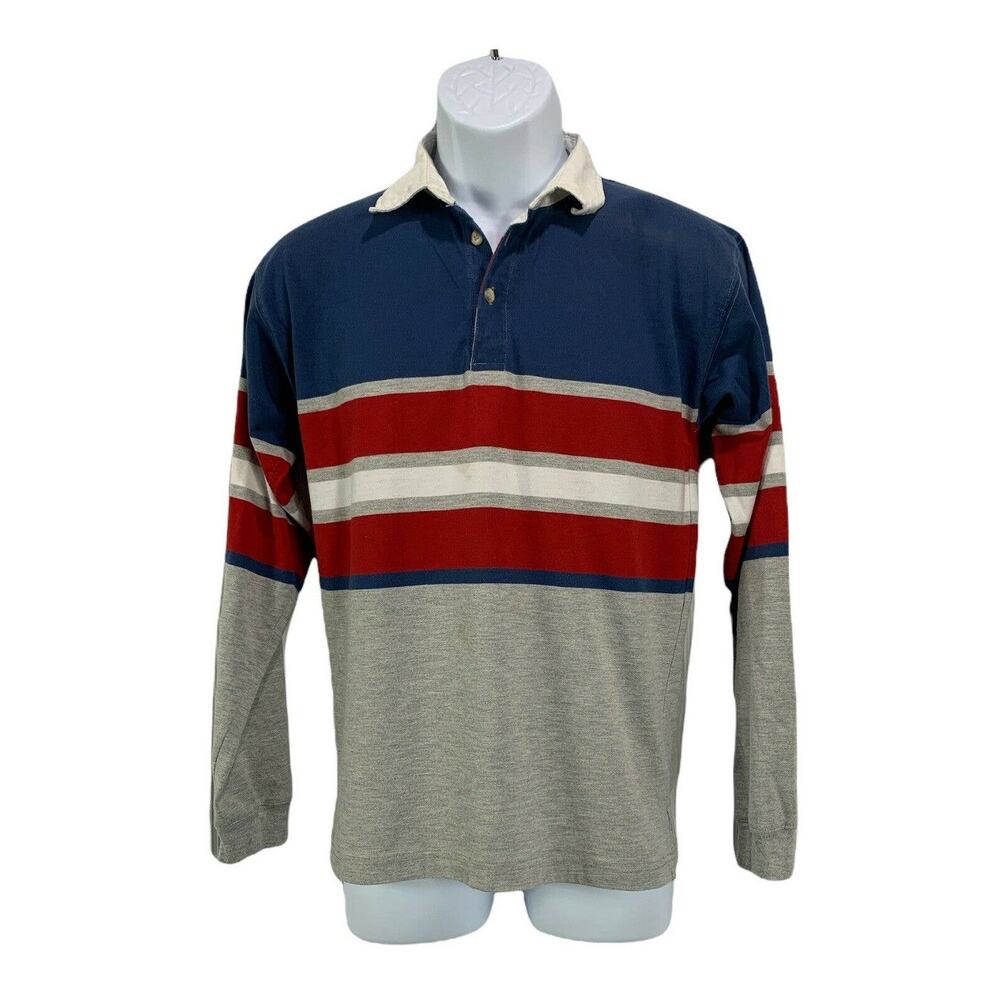 Basic Edition Boys Youth Polo Long Sleeve Shirt Size Large Striped Collared